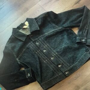 Dark Washed Denim Jacket - Black
